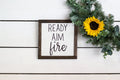 ready aim fire, bathroom decor