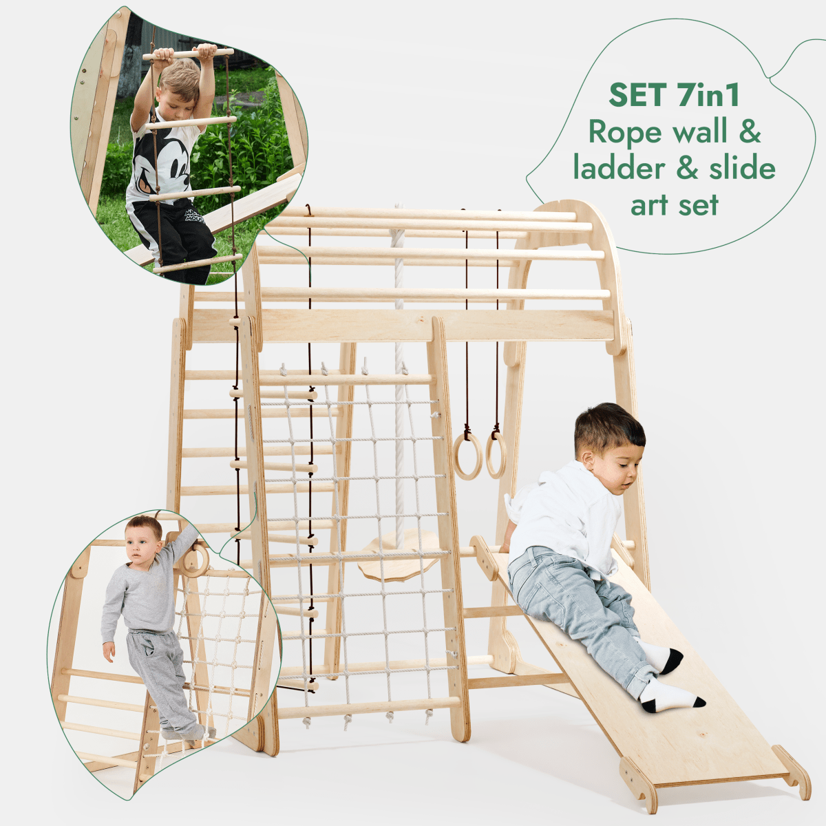 Indoor Playground for Children - 7in1 Playground + Swings Set + Slide Board + Art Set