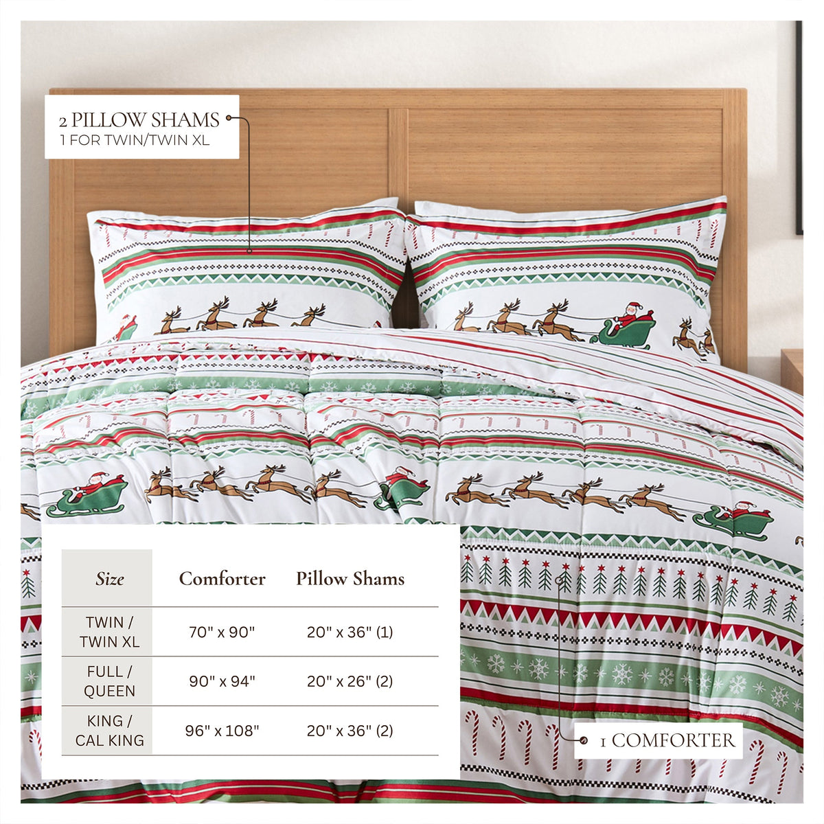 Reversible Christmas Comforter and Sham Set - Holiday / Lodge Odette Collection