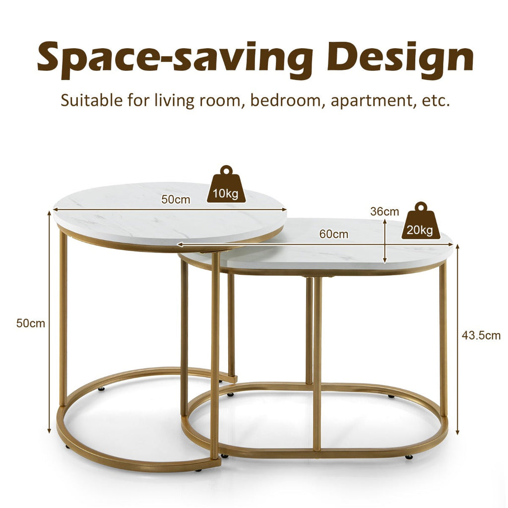 NNECW Modern Nesting Round Coffee Table Set of 2 for Living Room