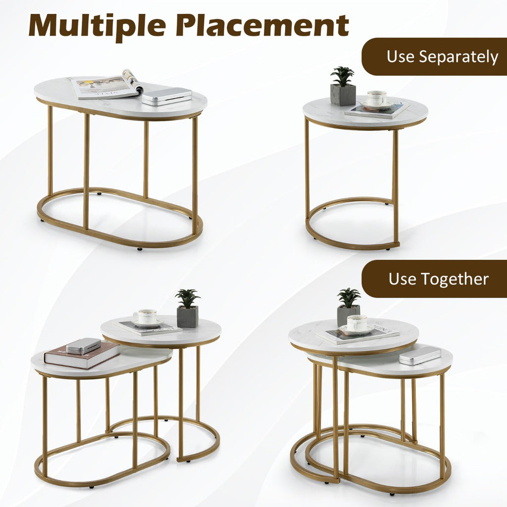 NNECW Modern Nesting Round Coffee Table Set of 2 for Living Room