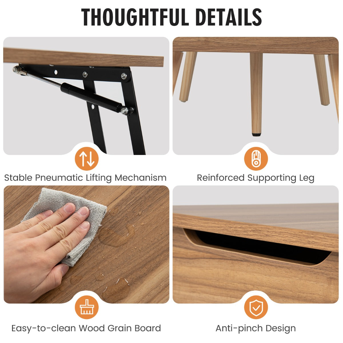 NNECW Accent Coffee Table with 2 Hidden Compartments for Living Room