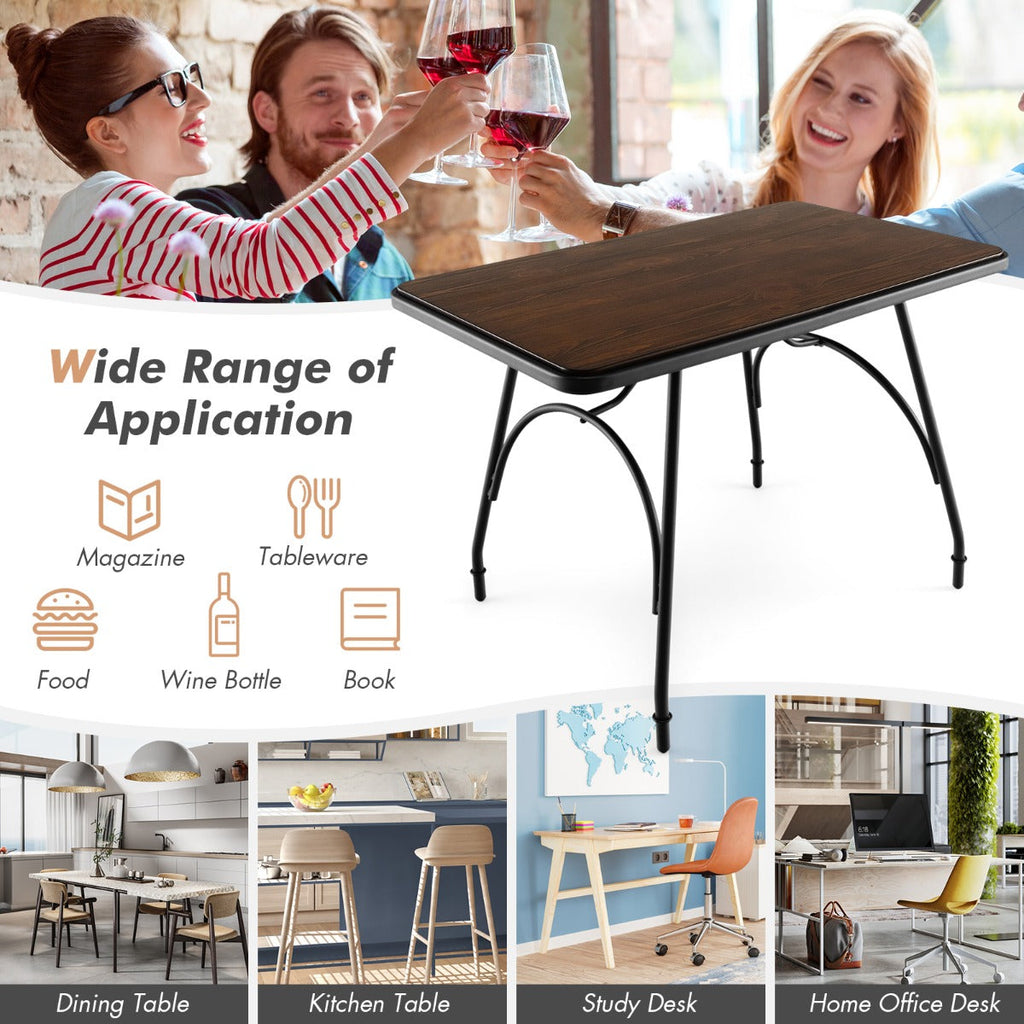NNECW Industrial Dining Table Kitchen with Wood & Steel Frame for Dining Room