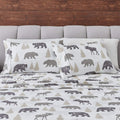 Lodge Printed Sheet Set from Great Bay Home with mountain ridge pattern, soft fabric, and cozy bedding design.