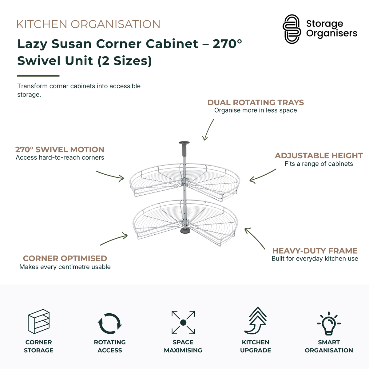 Lazy Susan Corner Cabinet – 270° Swivel Unit (2 Sizes)