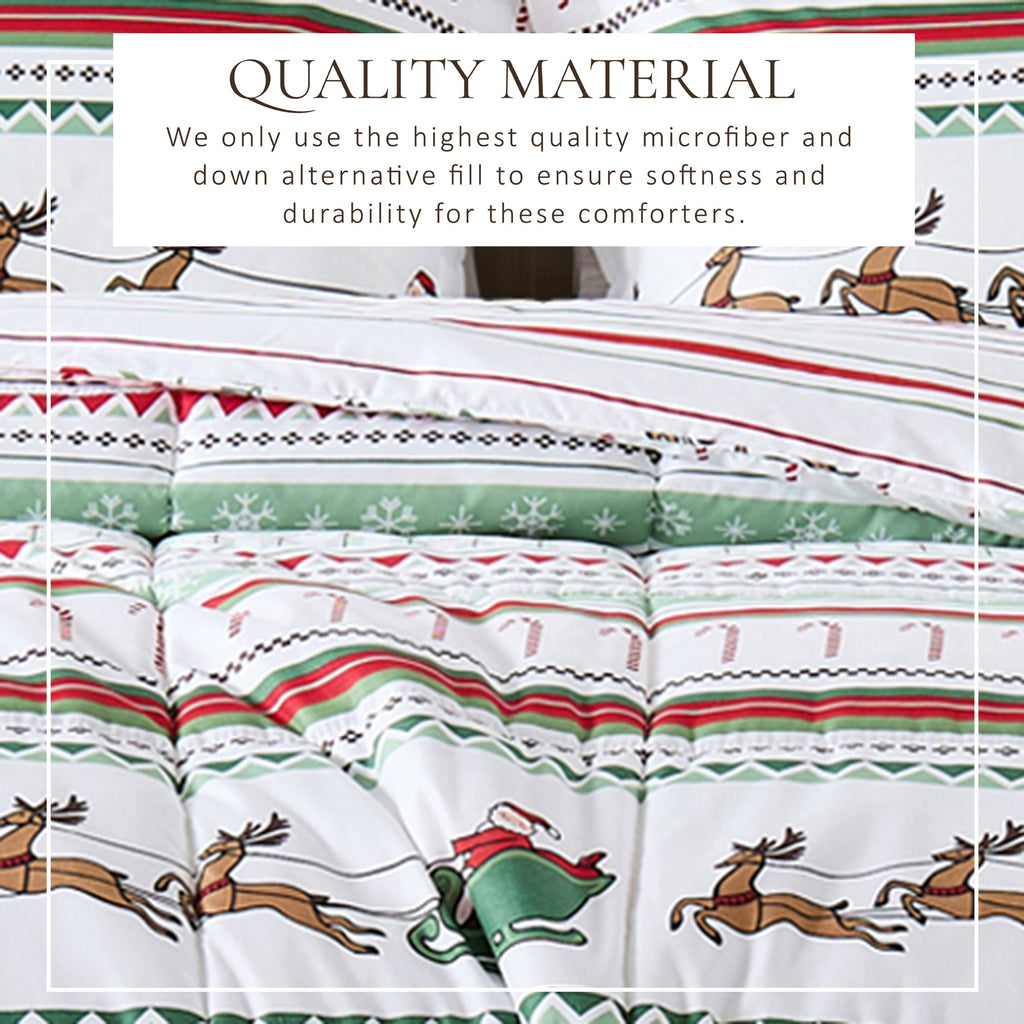 Reversible Christmas Comforter and Sham Set - Holiday / Lodge Odette Collection