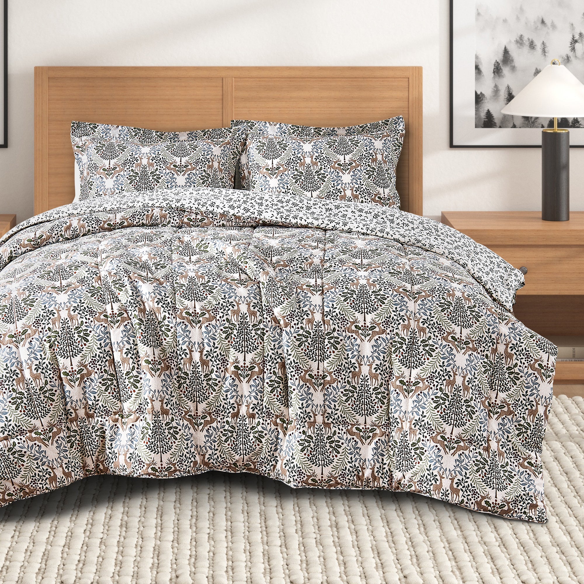 Reversible Christmas Comforter and Sham Set - Holiday / Lodge Odette Collection