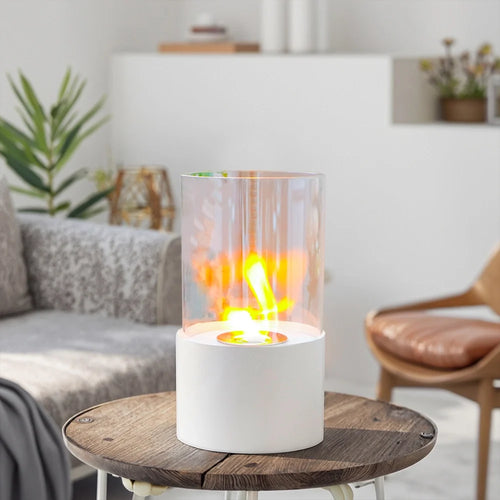 11.4"H  Round Portable Tabletop Fireplace(white) (Gel & Ethanol Fireplaces) - view 2