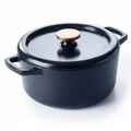 Alva Cookware 5-Qt enameled cast iron round Dutch oven with a Nori finish, ideal for slow cooking and braising.