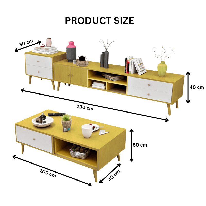 Modern Tv Stand Side Table & Coffee Table Package For Living Room