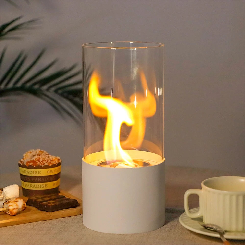JHY DESIGN Portable Tabletop Firepit Cylindrical With Glass (Gel & Ethanol Fireplaces) - view 4