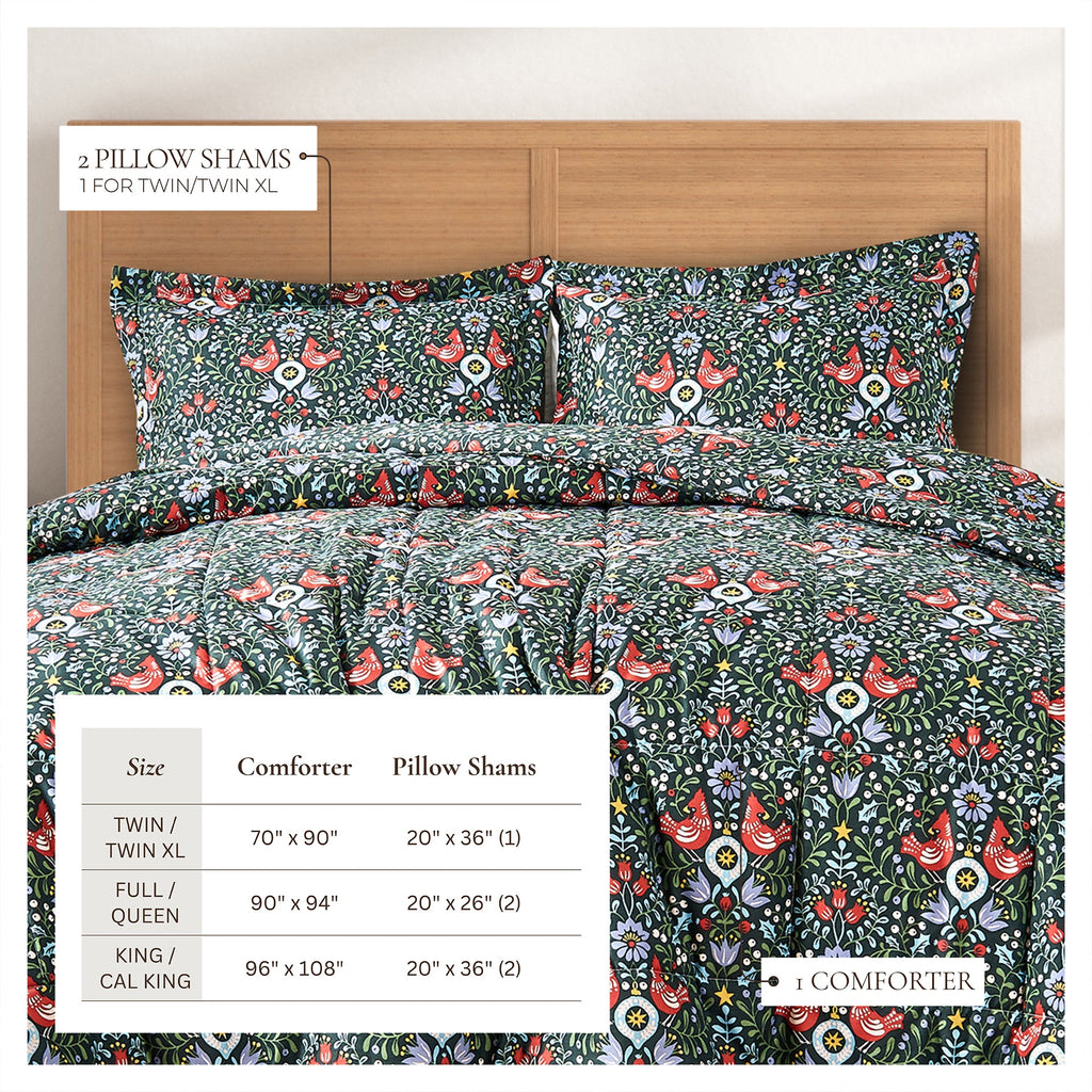 Reversible Christmas Comforter and Sham Set - Holiday / Lodge Odette Collection