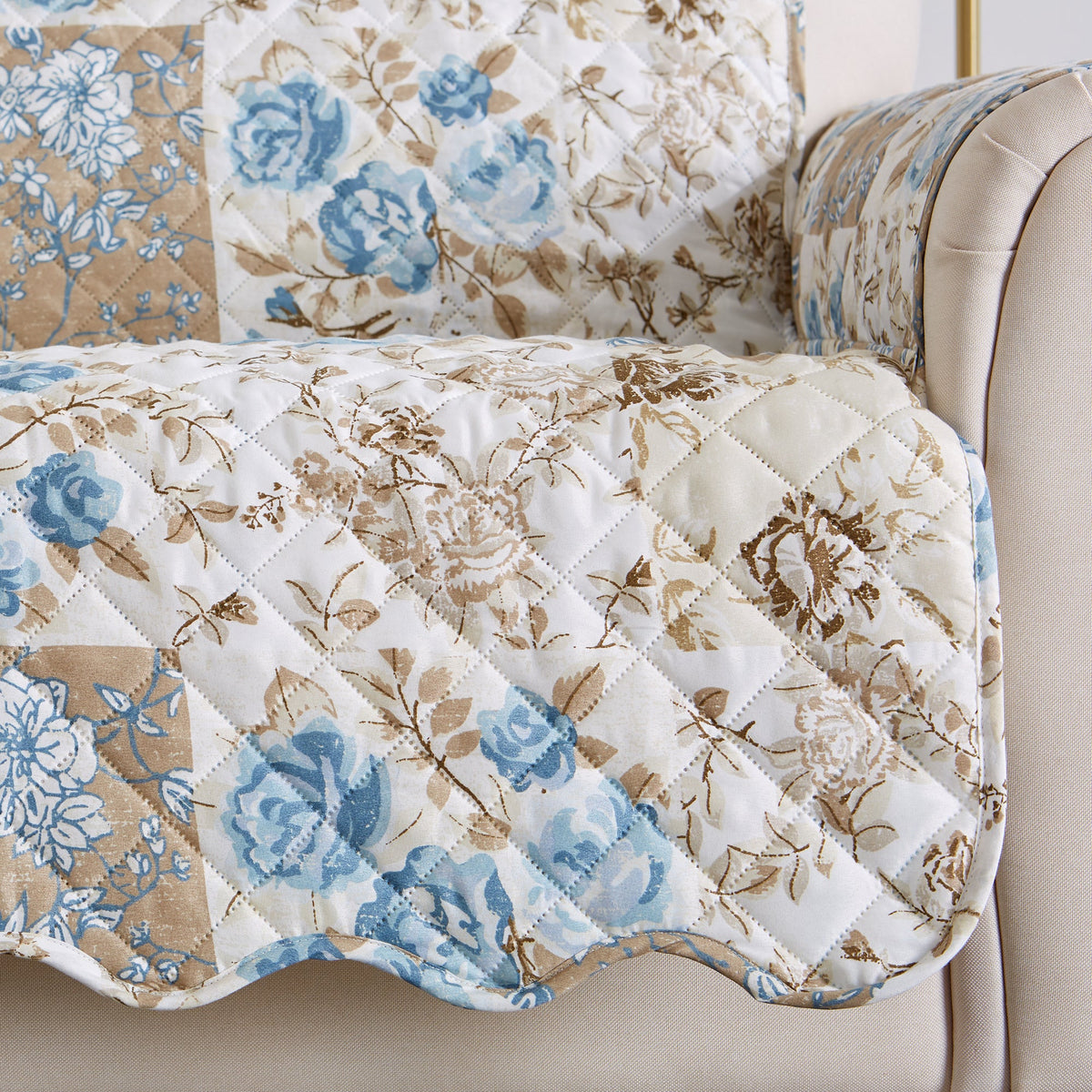 Reversible Floral Patchwork Furniture Protector - Maribel Collection
