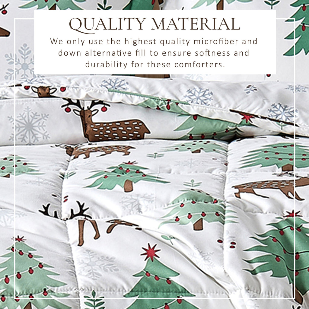 Reversible Christmas Comforter and Sham Set - Holiday / Lodge Odette Collection