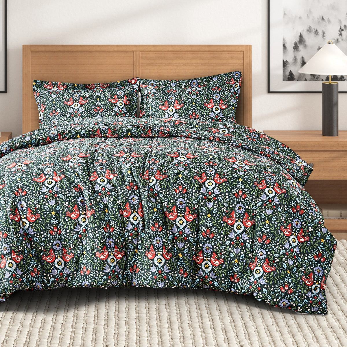 Reversible Christmas Comforter and Sham Set - Holiday / Lodge Odette Collection